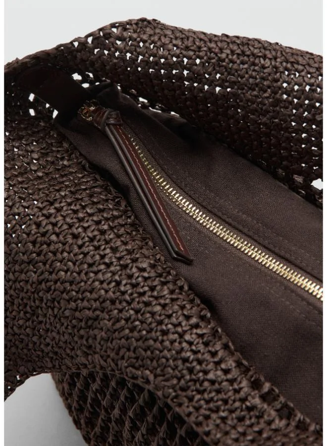 MANGO  Natural fiber shopper bad with metallic detail for Women | Best Price UAE