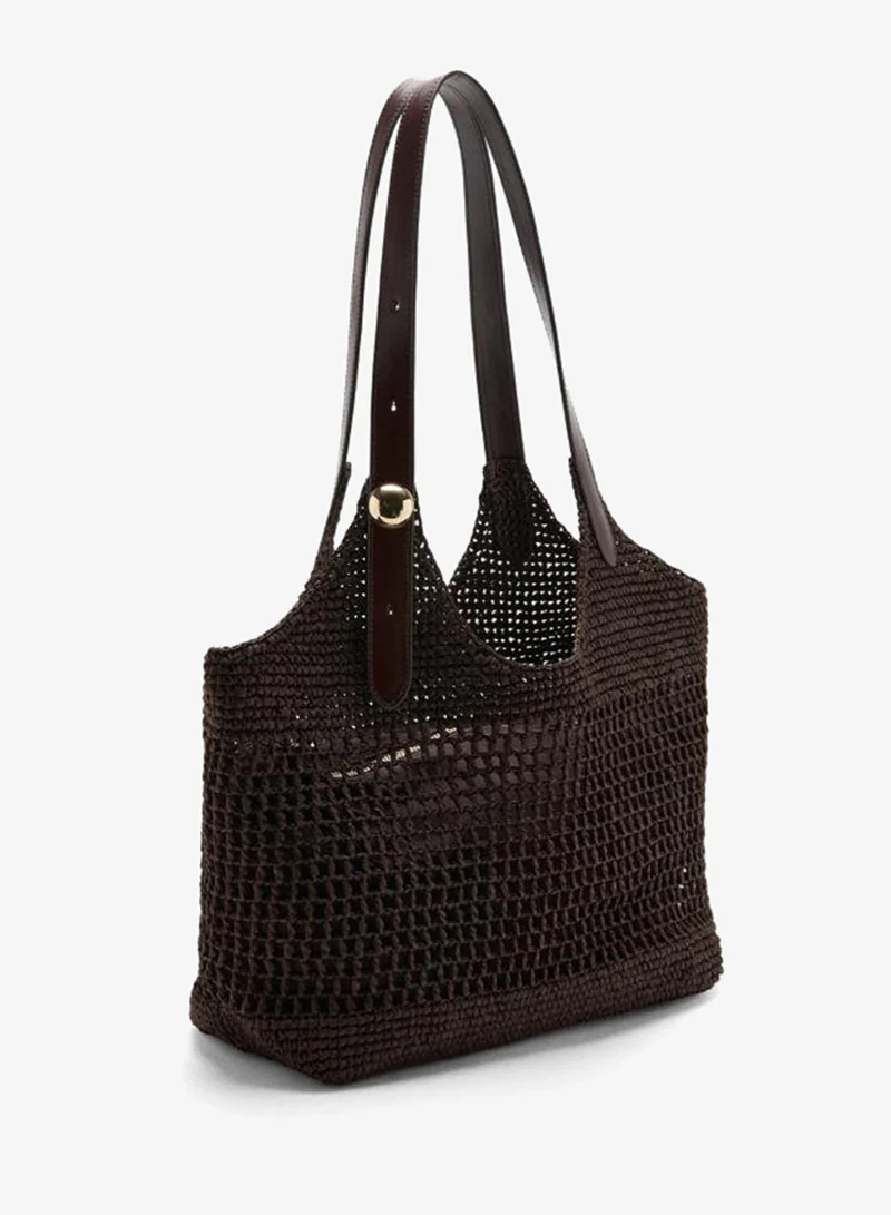 مانجو Natural fiber shopper bad with metallic detail