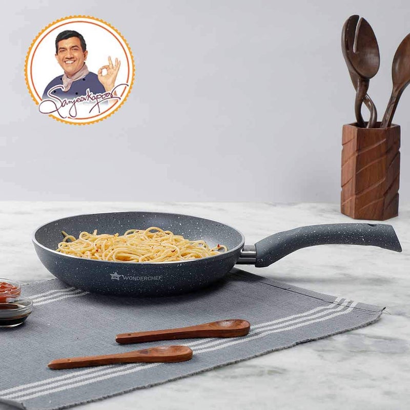 Wonderchef Granite 24 cm Non-Stick Fry Pan | 1.8 L | Grey | 5 Layer PFOA Free Non-Stick Coating | Compatible with Hot Plate, Hobs, Gas Stove, Ceramic Plate and Induction cooktop | 2 Years Warranty - Image 3