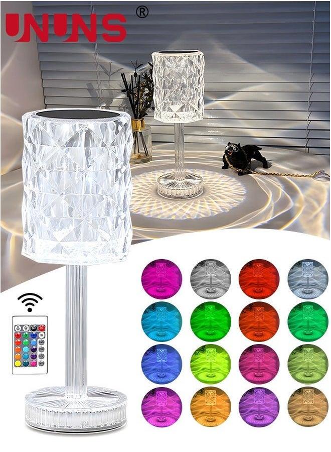 UNUNS Crystal Lamp,Touch Control Table Lamp Night Lights,16 Color LED Rose Diamond USB Rechargeable & Remote Control,Bedside Lamp,Dining Room Lamp,Atmosphere Light For Bedroom/Living - Image 1