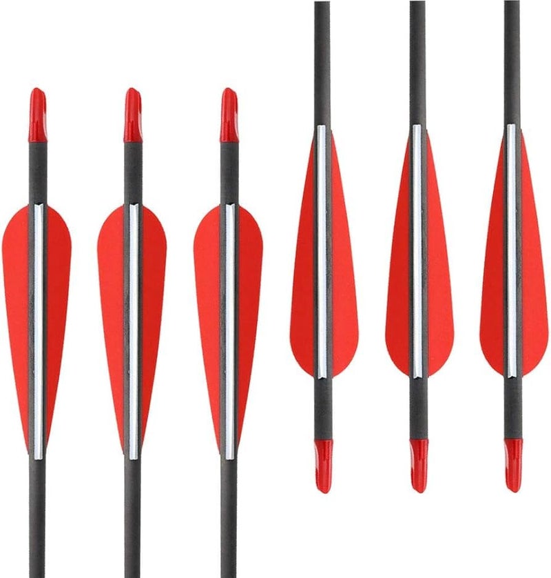 RedOak 30 inch Archery Arrows for Recurve Bow Fiberglass Target Practice (6 pcs) - Red - Image 1