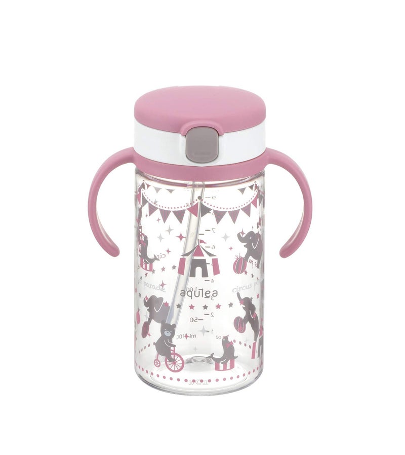 Richell Aqulea Outing Straw Mug 320ml Pink - Image 1