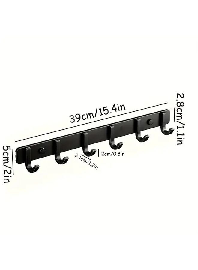Heavy Duty Wall Mounted Coat Rack Black Metal 6 Hooks For Entryway Bathroom - Image 1