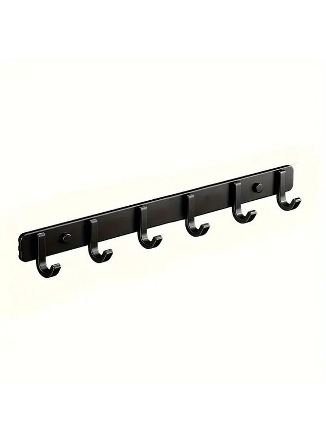 Heavy Duty Wall Mounted Coat Rack Black Metal 6 Hooks For Entryway Bathroom - Image 2