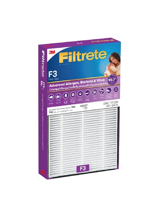 ثري ام فلتر تقني متقدم يستخدم للتخلص من الحساسية وتقليل البكتيريا والفيروسات وباللون الأبيض FAPF-SA-F3-BV - Image 2