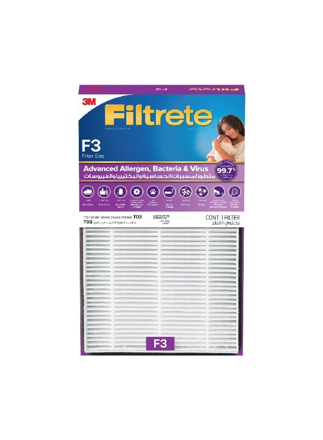 ثري ام فلتر تقني متقدم يستخدم للتخلص من الحساسية وتقليل البكتيريا والفيروسات وباللون الأبيض FAPF-SA-F3-BV - Image 1