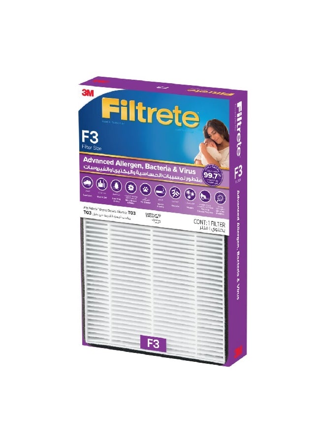 ثري ام فلتر تقني متقدم يستخدم للتخلص من الحساسية وتقليل البكتيريا والفيروسات وباللون الأبيض FAPF-SA-F3-BV - Image 3