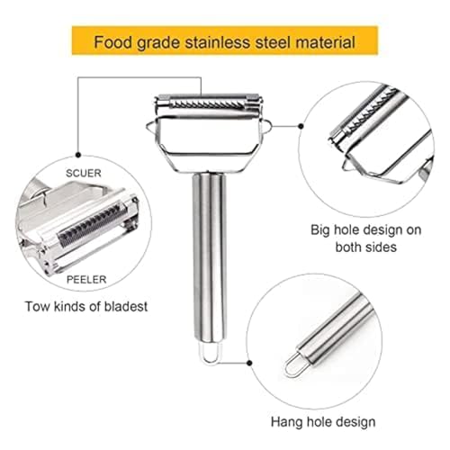Perpetual 3 In1 Vegetable Peeler | Julienne Peeler for Salad,Fruit and Veg | Noodle & Zoodles Peeler | Stainless Steel Vegetable Shredder Slicer | Ergonomic & Dishwasher Safe 1Pcs - Image 3