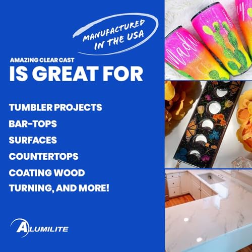 Alumilite Amazing Clear Cast Epoxy Resin Kit (1 Gal) Food Safe, Crystal Clear, High-Gloss Finish – Perfect for Countertops, Encapsulation, Coatings, Castings, Jewelry, Art, and Other DIY Projects - Image 3