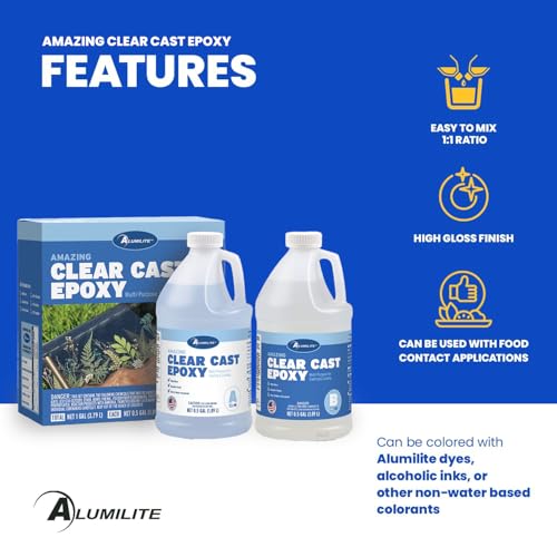 Alumilite Amazing Clear Cast Epoxy Resin Kit (1 Gal) Food Safe, Crystal Clear, High-Gloss Finish – Perfect for Countertops, Encapsulation, Coatings, Castings, Jewelry, Art, and Other DIY Projects - Image 2