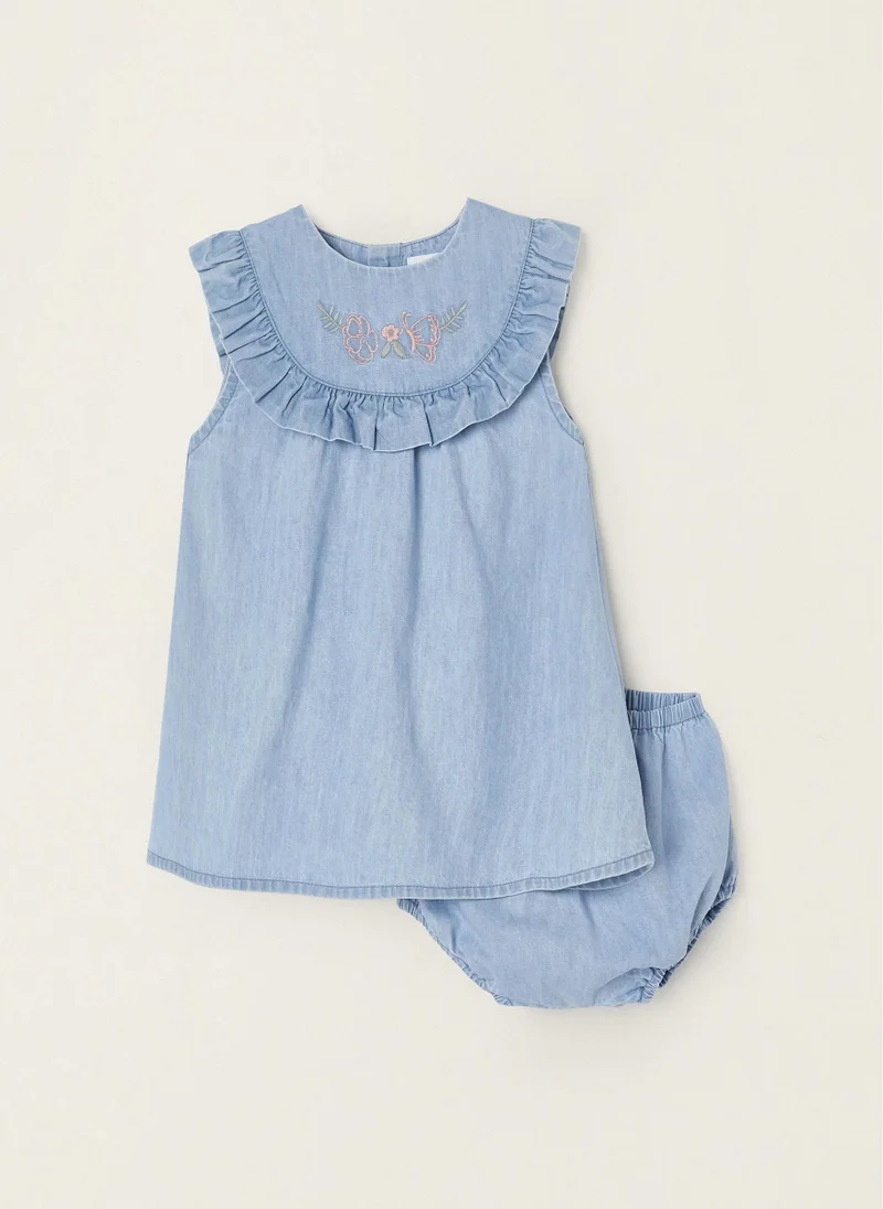 Zippy Denim Dress + Bloomers for Newborns