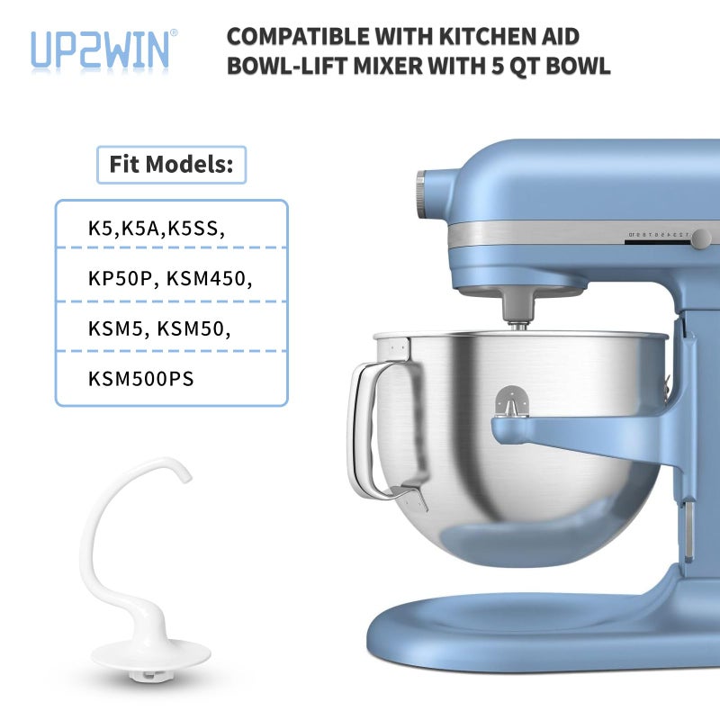 UP2WIN C Dough Hook K5ADH, Kitchen Mixer Dough Hook for 5-QT Bowl-Lift Stand Mixer Compatible with Kitchen Mixer Aid Model KSM50 KSM5-K5SS - Image 2