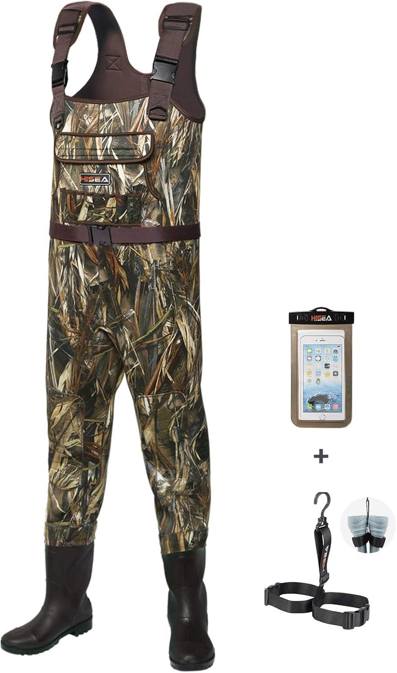 Hisea Chest Waders for Men with 200G Boots, Neoprene Waterproof Duck Hunting Wader, Insulated Bootfoot Fishing Waders - Image 1