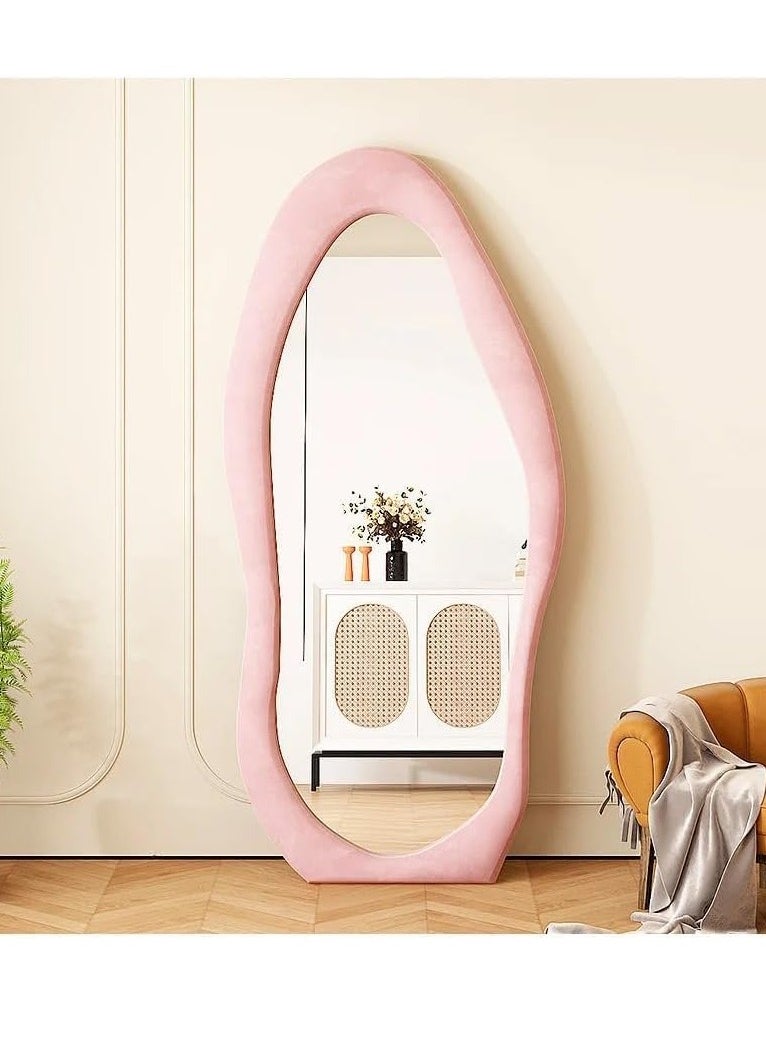 Full Length Mirror Irregular Wavy Mirror Full Length Wave Floor Mirror Full Length Wall Mirror Wall Mirror Standing Hanging or Leaning Against Wall for Bedroom