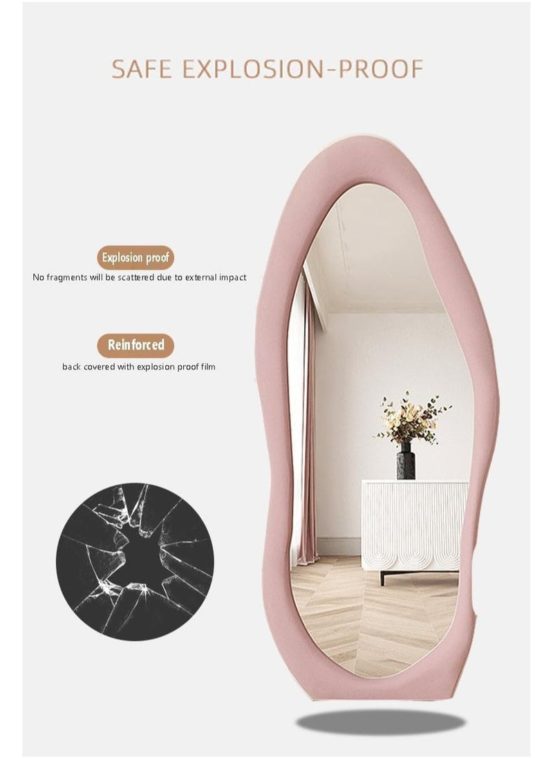 Full Length Mirror Irregular Wavy Mirror Full Length Wave Floor Mirror Full Length Wall Mirror Wall Mirror Standing Hanging or Leaning Against Wall for Bedroom