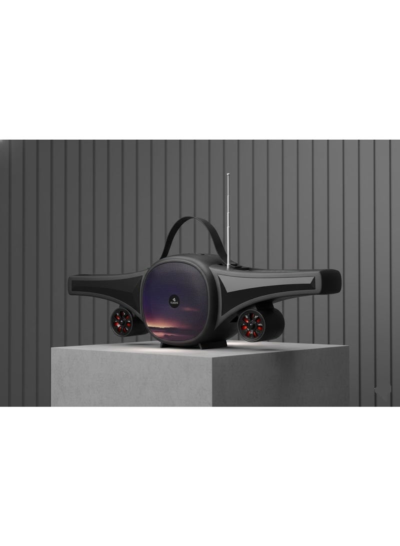 سماعة كيسونلي بلوتوث SC-21 ستيريو محمولة – شحن بالطاقة الشمسية – صوت قوي بجودة عالية – بطارية 1200mAh-اسود - Image 2