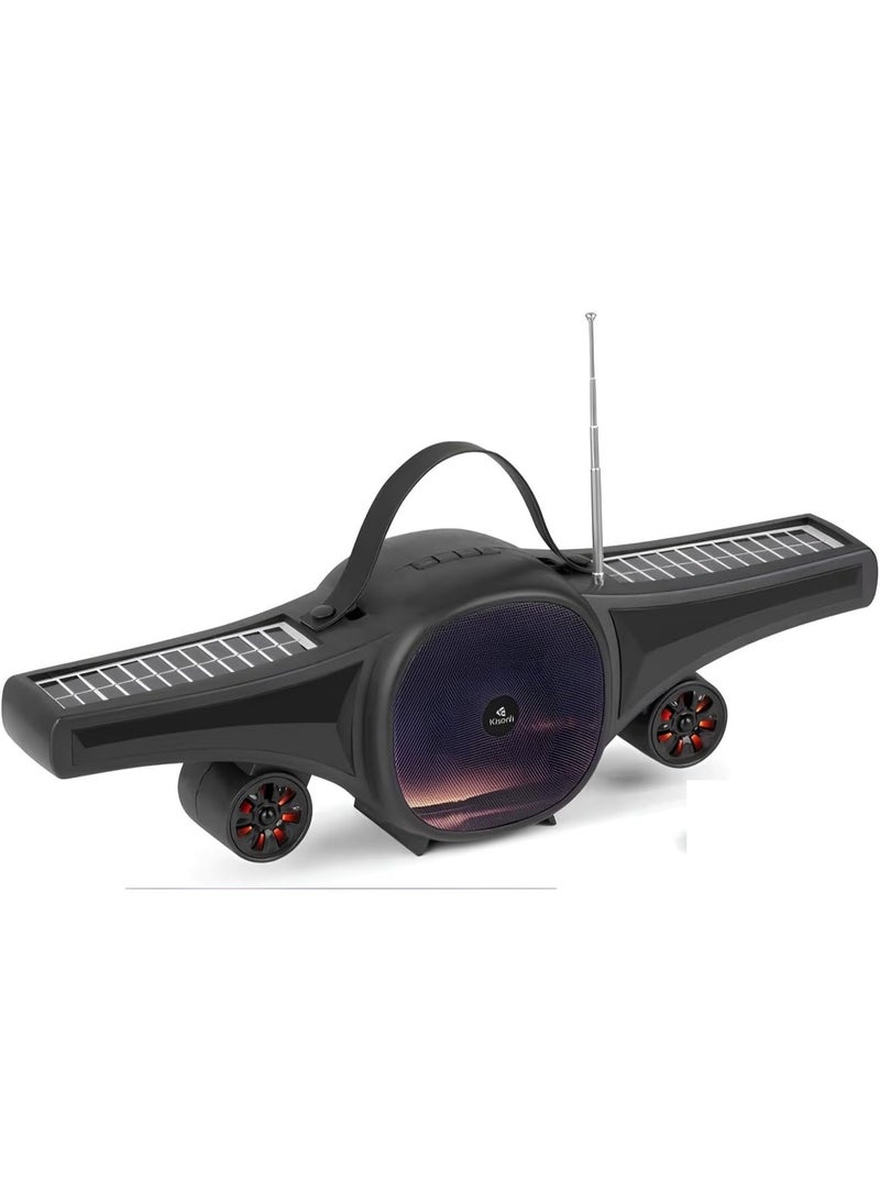 سماعة كيسونلي بلوتوث SC-21 ستيريو محمولة – شحن بالطاقة الشمسية – صوت قوي بجودة عالية – بطارية 1200mAh-اسود - Image 1