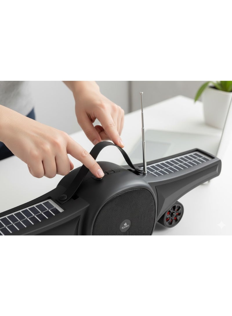 سماعة كيسونلي بلوتوث SC-21 ستيريو محمولة – شحن بالطاقة الشمسية – صوت قوي بجودة عالية – بطارية 1200mAh-اسود - Image 5