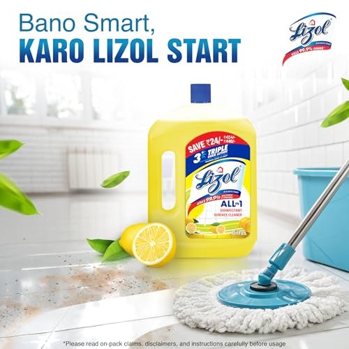 Lizol Disinfectant Surface & Floor Cleaner Liquid, Citrus - 2 Litre | Suitable for All Floor Cleaner Mops | Kills 99.9% Germs| India's #1 Floor Cleaner - Image 2