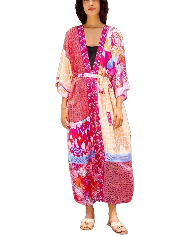 IMAGEKOPE Womenâ€™s Kimono Cover Up Long Beach Dress Swimsuit Cover Ups Colorful Cardigan Lightweight Robe for Swimwear - Image 1