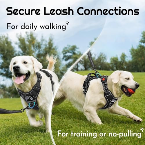 Eagloo Dog Harness for Large Dogs, Easy Wearing with 3 Quick-Release Buckles, Adjustable No Pull Pet Harness with MOLLE System, No Choke Reflective Vest with Control Handle, Black, L - Image 5