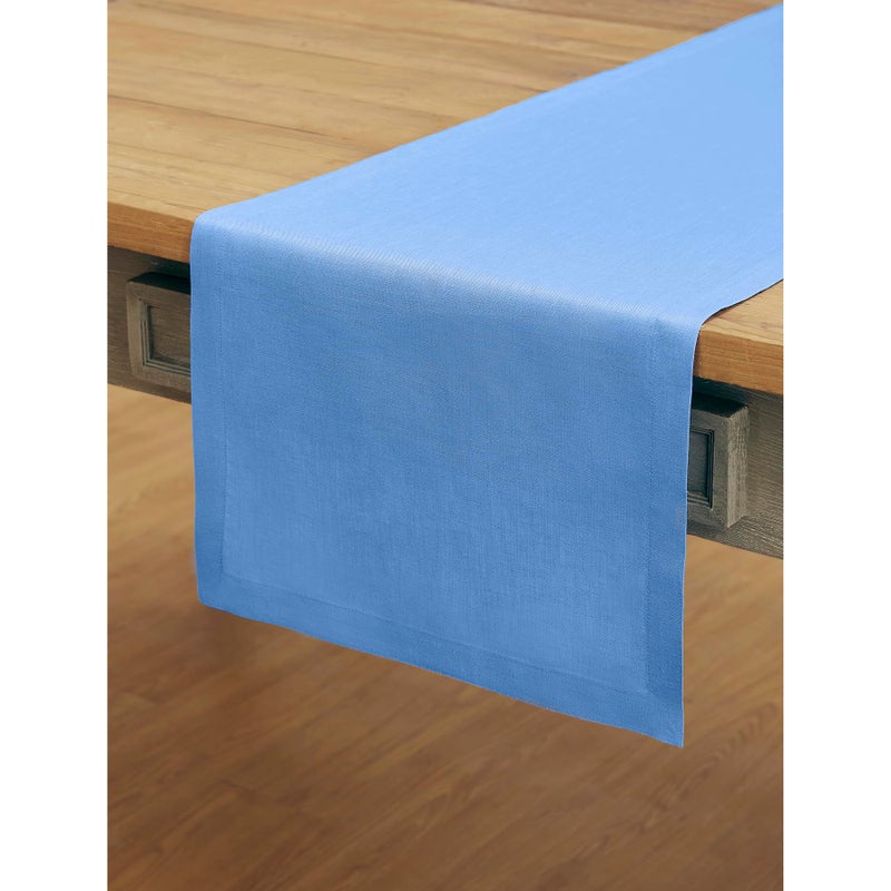 Solino Home Linen Table Runner 108 Inches Long - 100% Pure Linen Provence Blue Table Runner 14 x 108 Inch - Machine Washable Dining Christmas Table Runner - Fete - Image 2