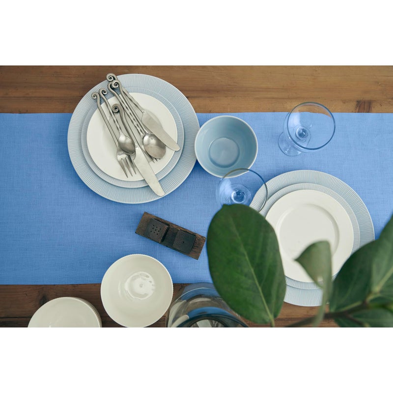 Solino Home Linen Table Runner 108 Inches Long - 100% Pure Linen Provence Blue Table Runner 14 x 108 Inch - Machine Washable Dining Christmas Table Runner - Fete - Image 3
