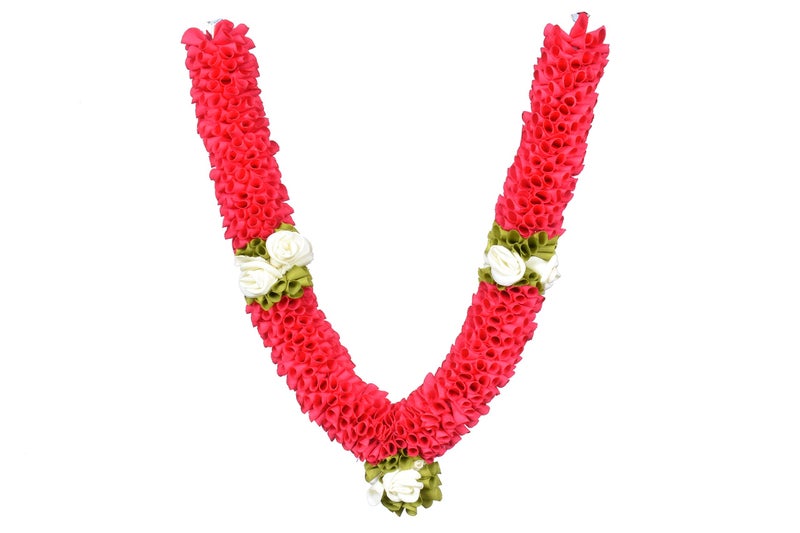 Daedal crafters Premium Dark Pink Artificial Garland, 2 Piece, Decorative Mala for God Photo Frames Handmade Garland - Image 1