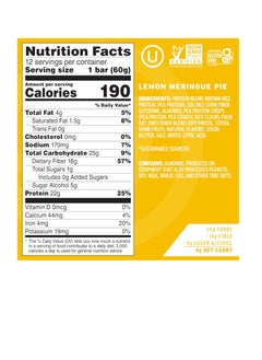 No Cow Protein Bar, Lemon Meringue Pie, 22g Plant Based Protein, Keto Friendly, Low Carb, Low Sugar, Dairy Free, Gluten Free, Vegan, High Fiber, Non-GMO, 12Count  - Image 2