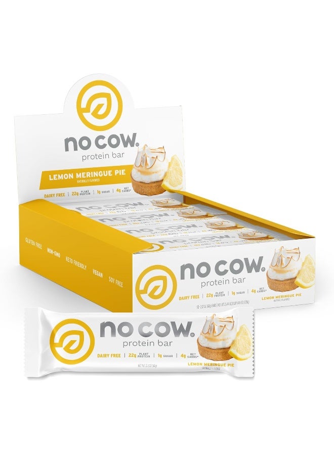 No Cow Protein Bar, Lemon Meringue Pie, 22g Plant Based Protein, Keto Friendly, Low Carb, Low Sugar, Dairy Free, Gluten Free, Vegan, High Fiber, Non-GMO, 12Count - Image 1