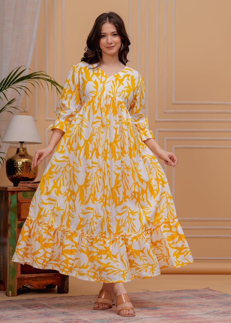 MEERA FAB Women Cotton Blend Regular Anarkali Floral Printed Kurta Set , XL, Multicolor - Image 2