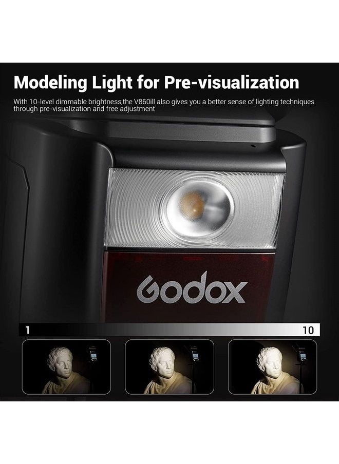 Godox - Godox V860III-C Camera Flash for Canon Camera Flash Speedlite Speedlight Light,2.4G HSS 1/8000s,480 Full-Power Flashes,7.2V/2600mAh Li-ion Battery,0.01-1.5s Recycle Time,10 Levels LED Modeling Lamp - Image 1