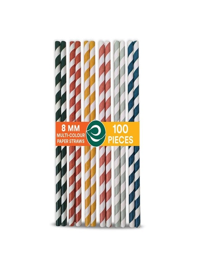 ECO SOUL [8 MM, 100 Count] Biodegradable Multicolor Paper Straws | Disposable Drinking Rainbow Eco-Friendly Compostable Paper Straws | Cocktail Cold Drink Juice Smoothie Non-Bendable Straws (Wide) - Image 4