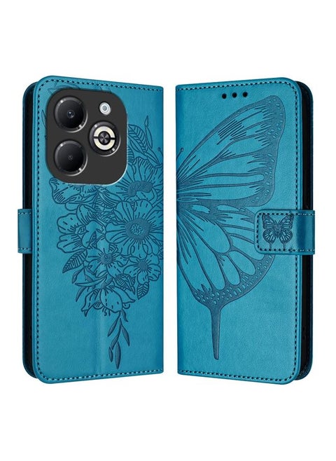 For Infinix Smart 8 Plus / Smart 8 Pro Embossed Butterfly Leather Phone Case(Blue)