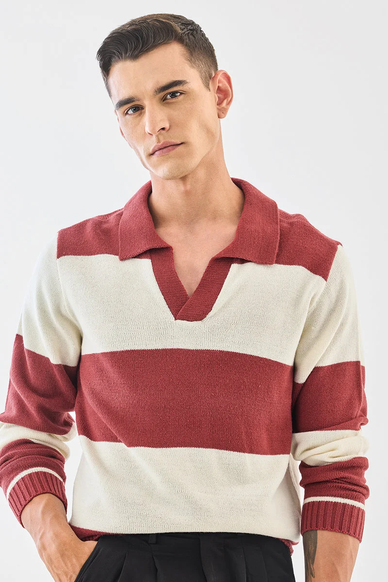 SNITCH Polo 100% Acrylic Bold Stripes Pullover