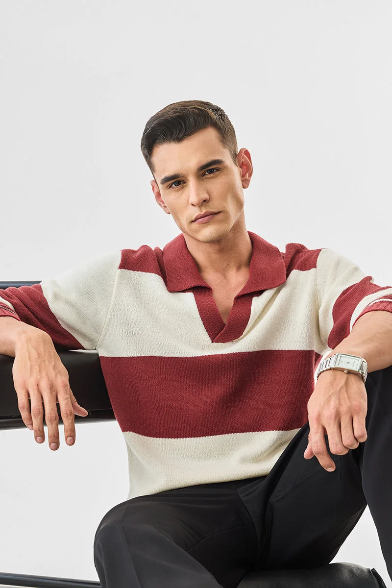 SNITCH Polo 100% Acrylic Bold Stripes Pullover