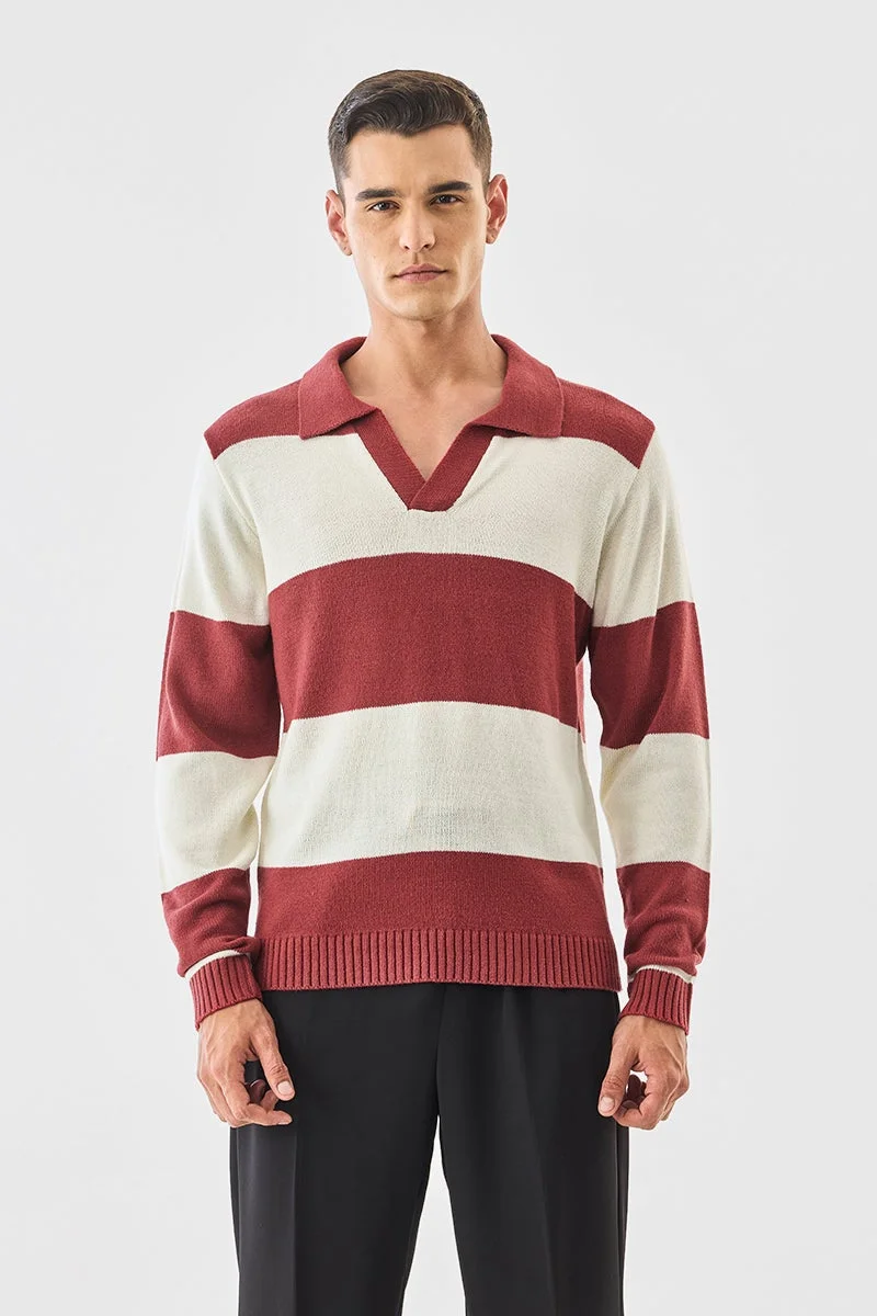 سنيتش بلوفر بولو مخطط جريء أكريليك %