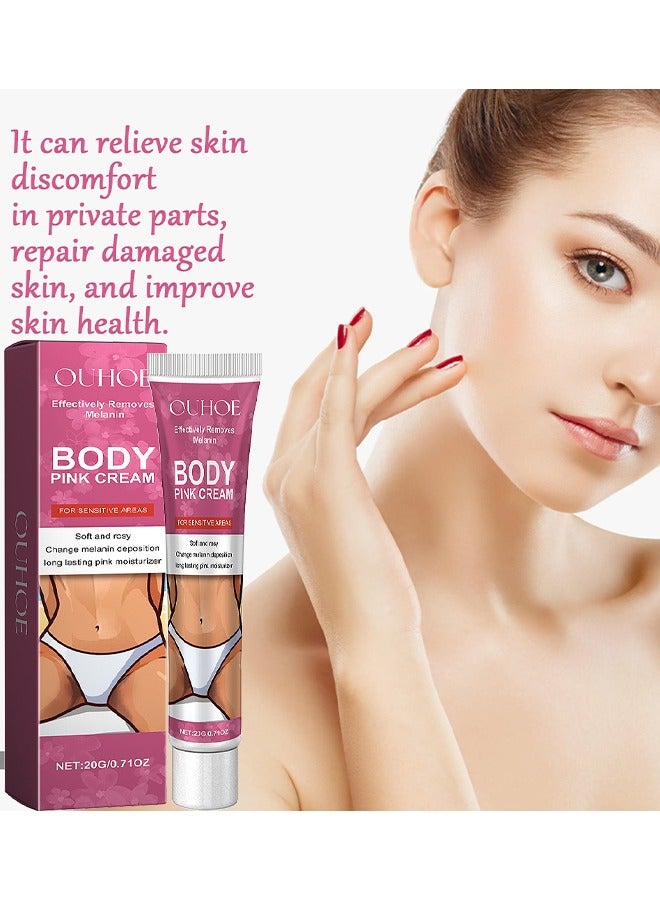 OUHOE Body Pink Cream, Snow Bleach Cream For Private Part Underarm Whitening, Dark Skin Bleaching Cream For Dark Spots, Face And Body Skin Lightening Bleaching Cream For Intimate Areas Brightening, 20G - Image 4
