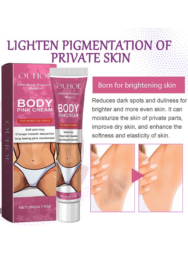 OUHOE Body Pink Cream, Snow Bleach Cream For Private Part Underarm Whitening, Dark Skin Bleaching Cream For Dark Spots, Face And Body Skin Lightening Bleaching Cream For Intimate Areas Brightening, 20G - Image 3