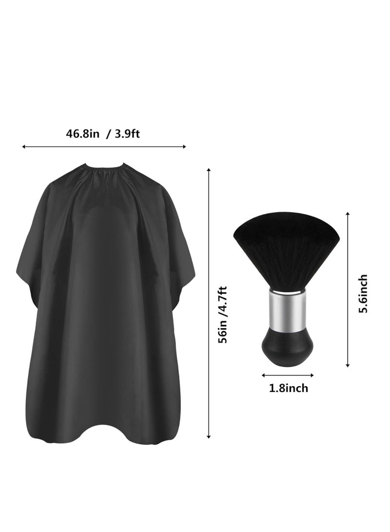 FEBSNOW FEBSNOW Professional Hair Cutting Cape with Neck Duster Brush, Salon Barber Cape, Hair Cutting Accessories (Black)  - Image 2