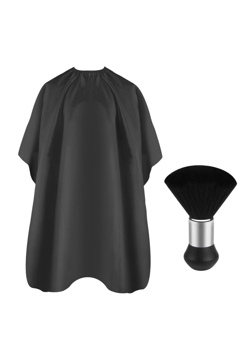 FEBSNOW FEBSNOW Professional Hair Cutting Cape with Neck Duster Brush, Salon Barber Cape, Hair Cutting Accessories (Black)  - Image 1