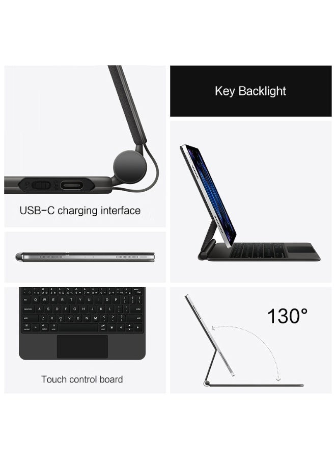 ZetRA Magnetic Keyboard Case for iPad 11 inch (A16, 2025) / iPad 10th Generation 10.9" (2022), Magnetic Keyboard for iPad 11th / 10th, Multi-Touch Trackpad, 7 Colors Backlit Keys, Magnetic Floating Stand - Image 4