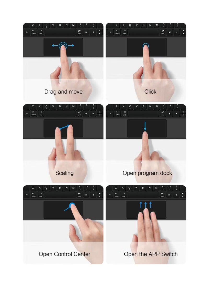 ZetRA Magnetic Keyboard Case for iPad 11 inch (A16, 2025) / iPad 10th Generation 10.9" (2022), Magnetic Keyboard for iPad 11th / 10th, Multi-Touch Trackpad, 7 Colors Backlit Keys, Magnetic Floating Stand - Image 5