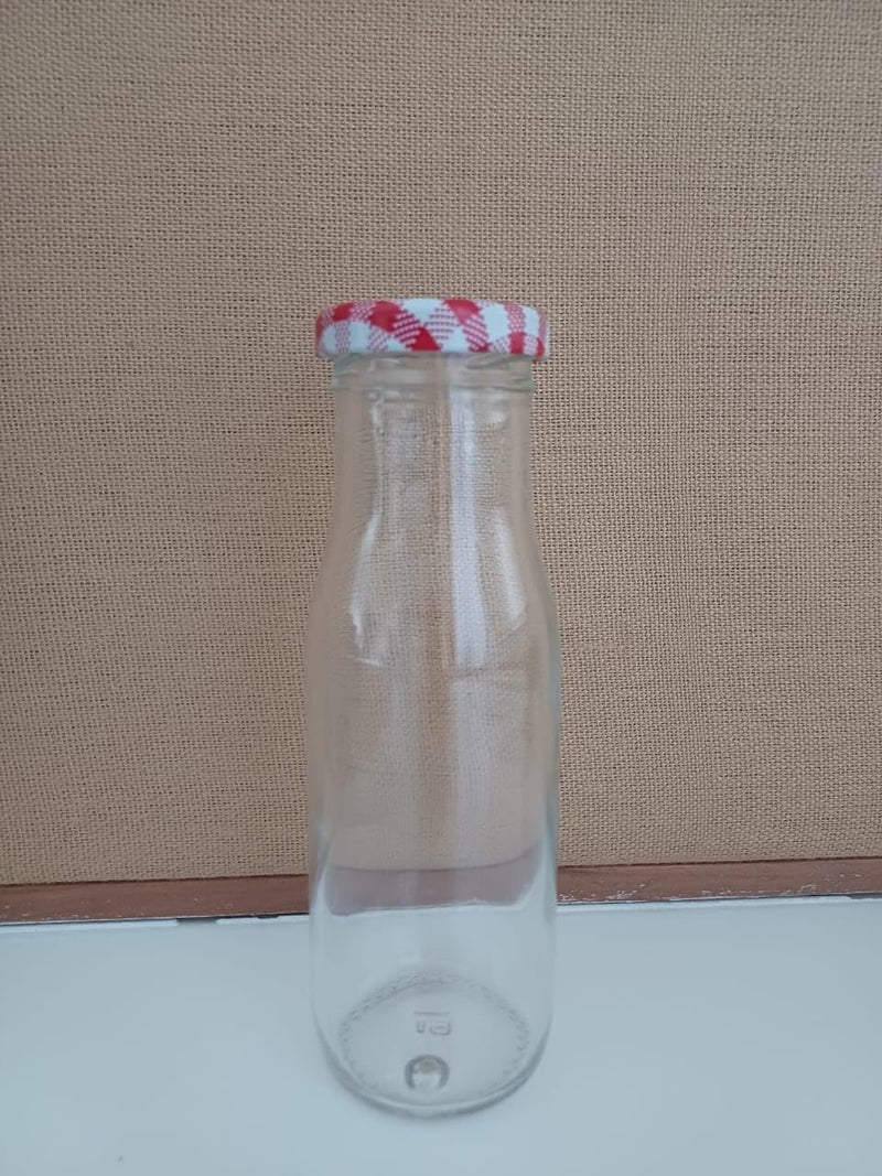 CROCO JAR Transparent Glass Water Bottle | Red Cap Leak Proof Glass Bottles for Fridge, Juice, Milk, Smoothies, Office & Home Use | 265 ml Set of 6 - Image 3