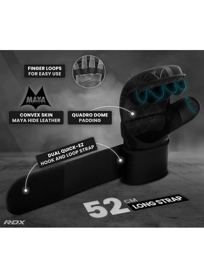 RDX MMA Gloves Sparring Grappling, Hybrid Open Palm Martial Arts Mitts Men Women, Maya Hide Leather Wrist Support, Cage Fighting Combat Sports Boxing Glove Training, Muay Thai, Punching Bag Kickboxing - Image 4