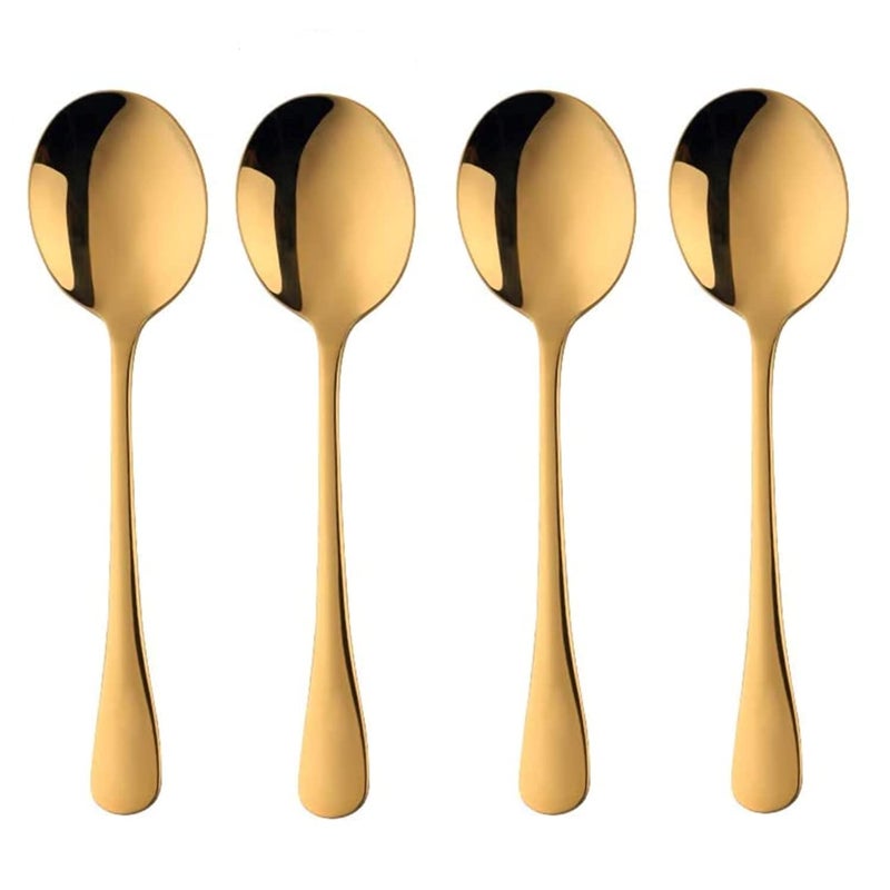 Primetan Fancy Flatware Stainless Steel Spoon Banquet Flatware Kitchen Cutlery Tableware for Home Set of 4 Gold - Image 1