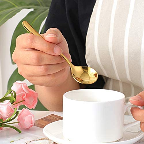 Primetan Fancy Flatware Stainless Steel Spoon Banquet Flatware Kitchen Cutlery Tableware for Home Set of 4 Gold - Image 3