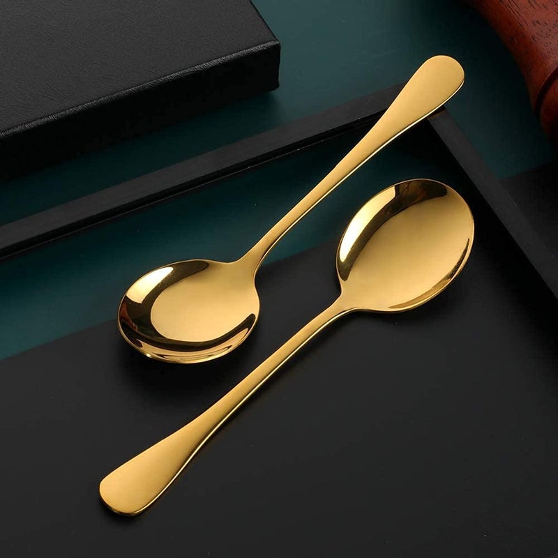 Primetan Fancy Flatware Stainless Steel Spoon Banquet Flatware Kitchen Cutlery Tableware for Home Set of 4 Gold - Image 4