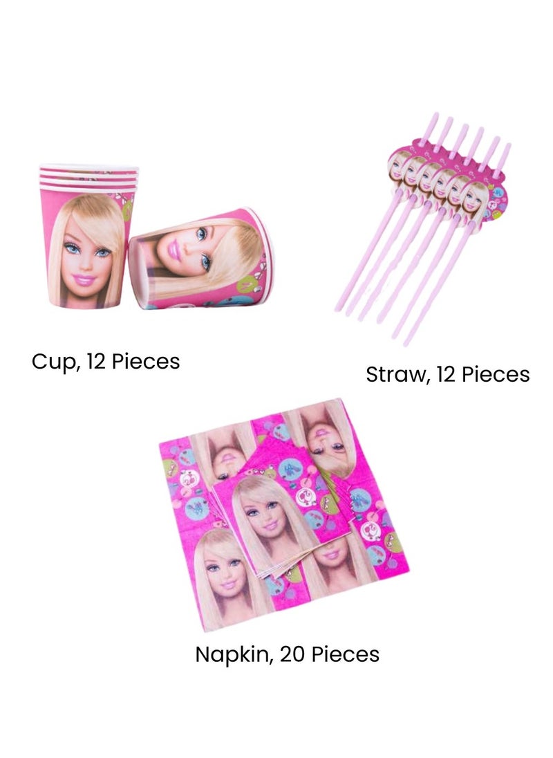 Remy Belle 180 pcs Barbie Theme Birthday Party Decoration Set girl Disposable Tableware Supplies Kids Favor Baby shower props kit plates forks knifes 16 items  - Image 4