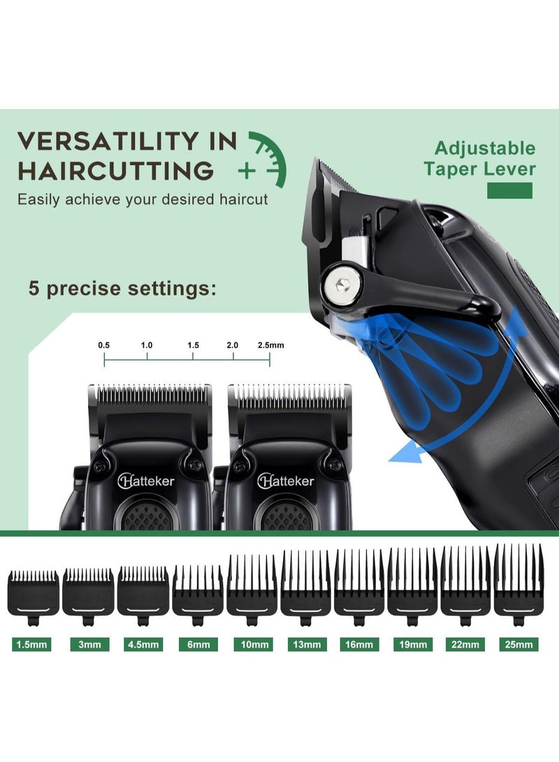 Hatteker Hair Clippers for Men Professional,Clippers and Trimmers Set T-Blade Barber Clippers Set Cordless Clippers Grooming Kit Rechargeable Beard Trimmers Type C Barbers Haircut Kit Green - Image 2